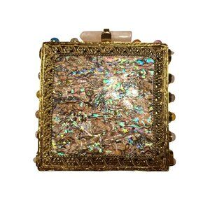 Prestige Opal Gemstone & Brass Ramla Clutch Handbag Current Collection $335